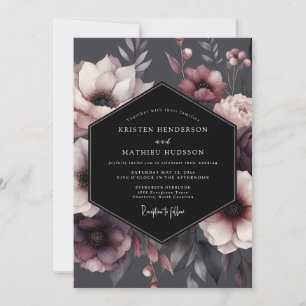 Burgundy Floral Moody Wedding Invitation