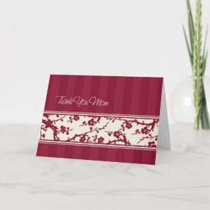 Burgundy Floral Mum Wedding Day Thank You Card