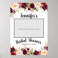 Burgundy Floral Name Bridal Shower Photo Prop