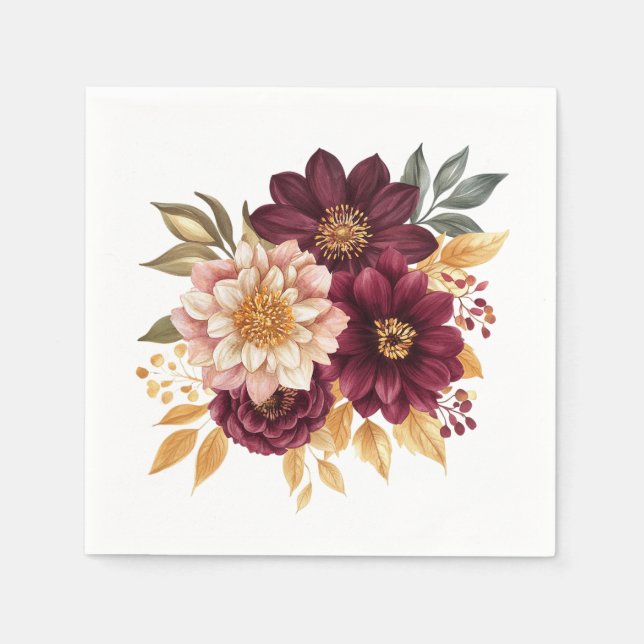 Burgundy Floral Napkin (Front)