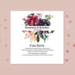 Burgundy Floral on White Wedding Fun Facts Napkins