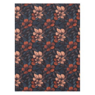 Burgundy floral pattern blooming flowers tablecloth