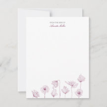 Burgundy Floral Personalised Stationery Note Card
