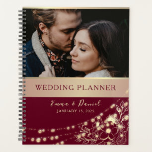 Burgundy Floral Photo Wedding Planner