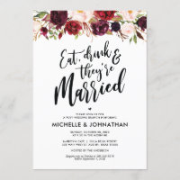 Burgundy Floral Post Wedding Brunch Invitation