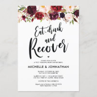 Burgundy Floral Post Wedding Brunch Invitation