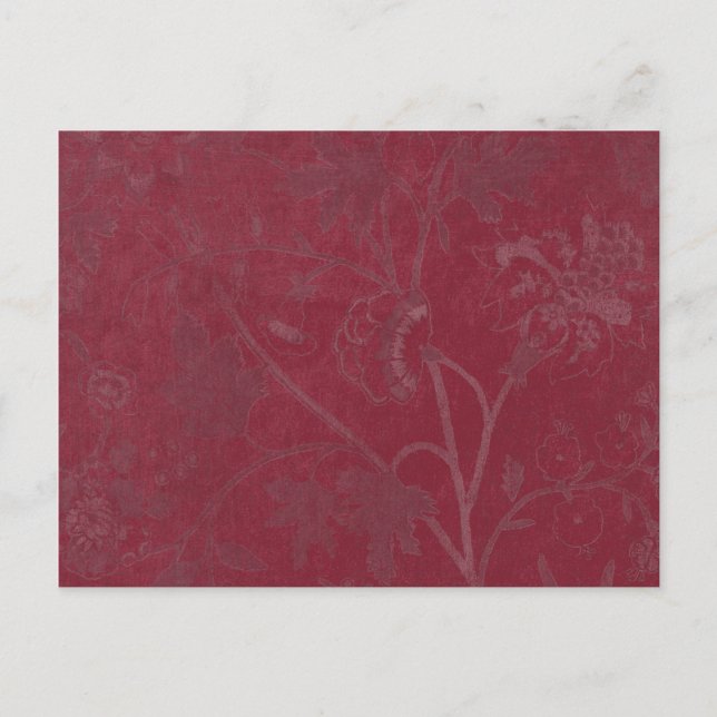 Burgundy Floral Print Background Postcard (Front)