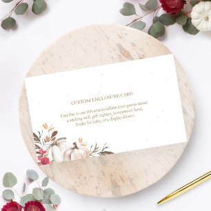Burgundy Floral Pumpkin Autumn Wedding Custom Enclosure Card