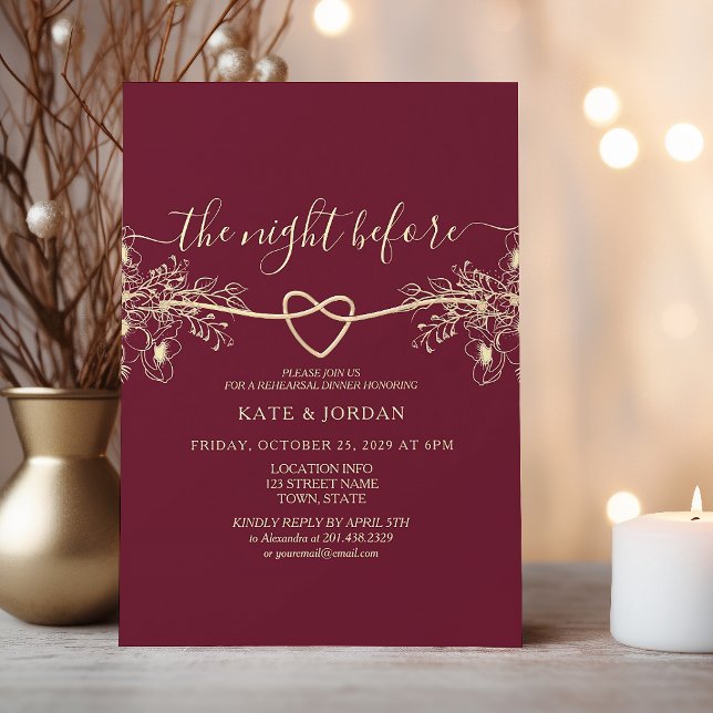 Burgundy Floral Rehearsal Dinner Invitation (Creator Uploaded)