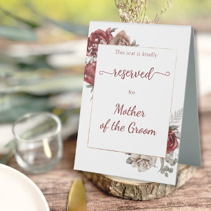 Burgundy Floral Reserved custom Table Tent Sign