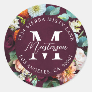 Burgundy Floral Return Address Envelope Seal