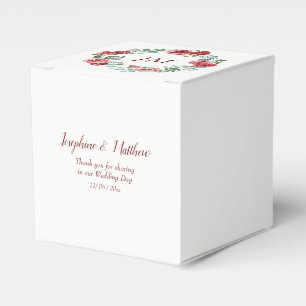 Burgundy Floral Rose Wreath Monogram Wedding Favour Box