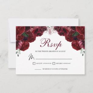 Burgundy Floral RSVP Enclosure Card