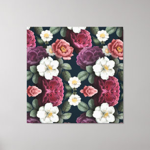 Burgundy Floral Rustic Canvas Print