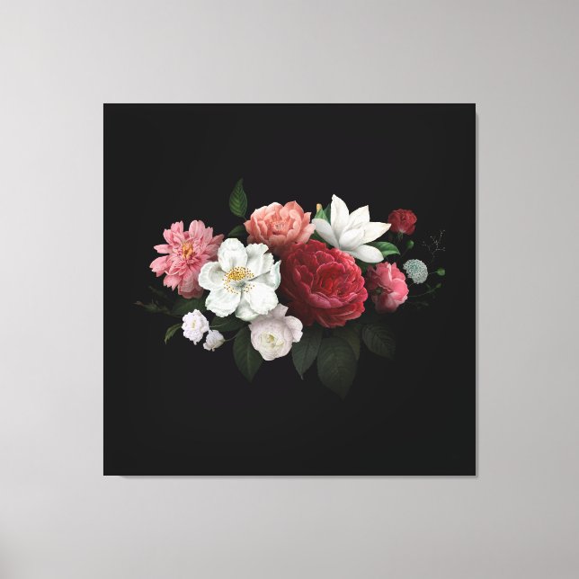 Burgundy Floral Rustic Canvas Print (Front)