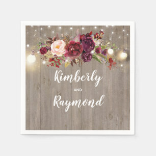 Burgundy Floral Rustic Napkin