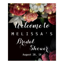 Burgundy  Floral Rustic string lights bridal showe