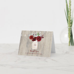 Burgundy Floral Rustic Wedding Thank You