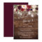 Burgundy Floral Rustic Wood Bridal Shower Invite