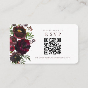  Burgundy Floral Scan to RSVP Wedding Enclosure Ca Card