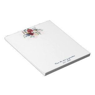 Burgundy Floral Script Bloom Grandma Custom Notepad