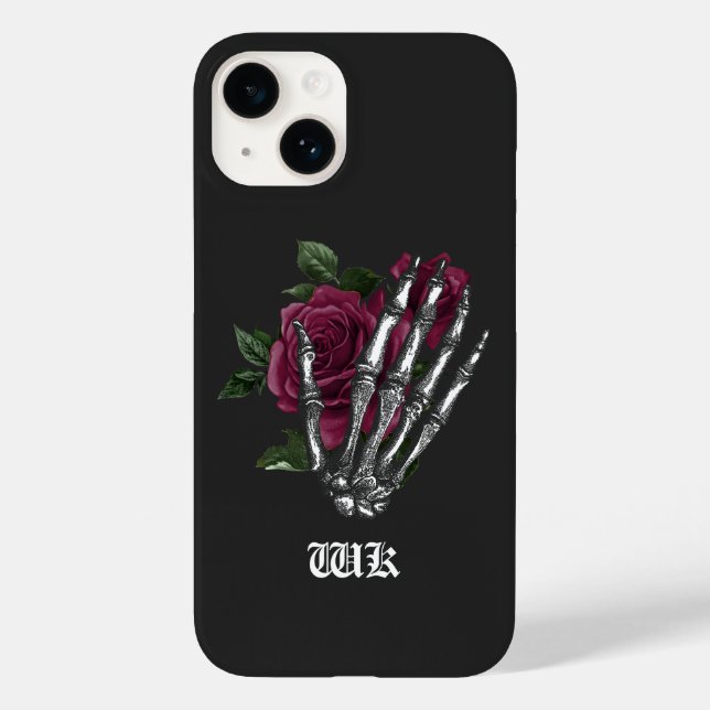 Burgundy Floral Skeleton Gothic Case-Mate iPhone Case (Back)