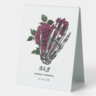 Burgundy Floral Skeleton Gothic Wedding