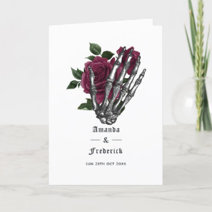 Burgundy Floral Skeleton Gothic Wedding Programme