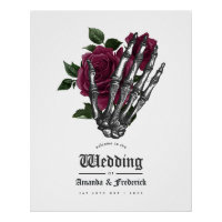 Burgundy Floral Skeleton Gothic Wedding Welcome