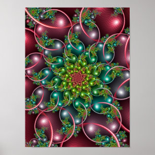 Burgundy Floral Spiral Poster