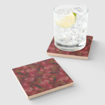 Burgundy Floral Stone Coaster - Modern Drink Coast