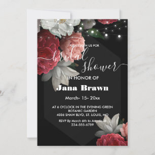  Burgundy floral string light  Bridal Shower Invitation
