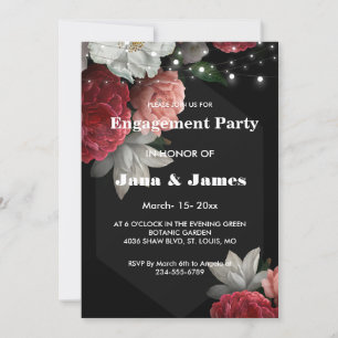  Burgundy floral string light  Engagement   Invitation