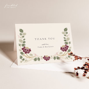 Burgundy Floral Thank You Card