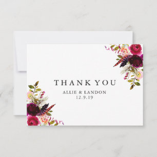 Burgundy Floral Thank You Card