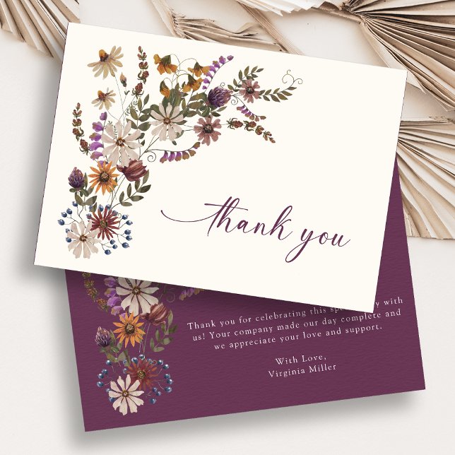 Burgundy Floral Thank You Cards (Burgundy Floral Thank You Cards
)