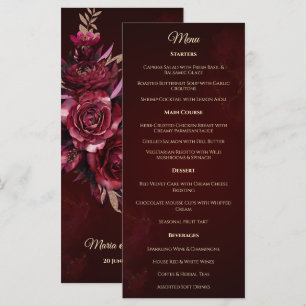 Burgundy Floral Traditional Wedding Menu