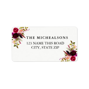 Burgundy Floral Watercolor Address Labels