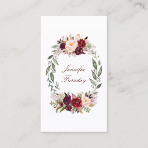 Burgundy Floral Watercolor Business Card