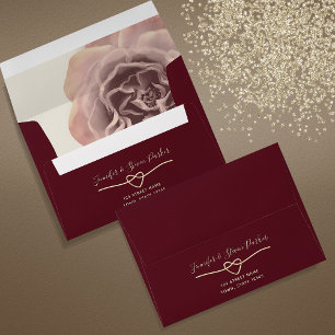 Burgundy Floral Watercolor Wedding Envelope