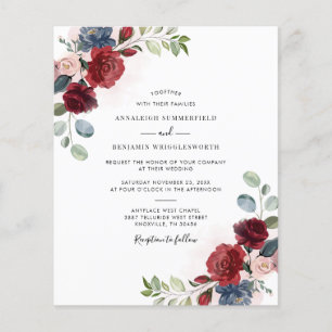 Burgundy Floral Watercolor Wedding Invitation