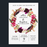 Burgundy Floral Watercolor Wedding Invitation<br><div class="desc">This timeless, romantic design features a burgundy watercolor floral wreath with feather and botanical accents. All aspects of this design can be edited (font, text size, or floral accents moved/removed) to fit your needs. To print this at home or a local print shop follow this link to my Etsy listing:...</div>
