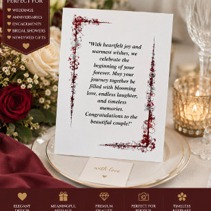 Burgundy Floral Wedding Congratulations Card Ele