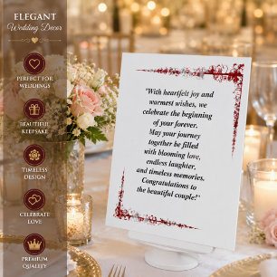 Burgundy Floral Wedding Congratulations Pedestal Sign