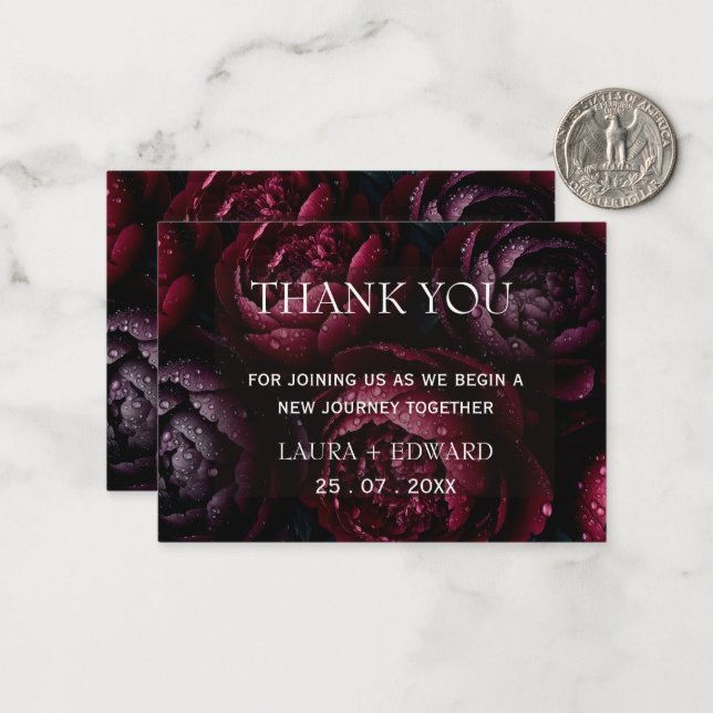 burgundy floral wedding design featuring rich wine card (Front/Back In Situ)