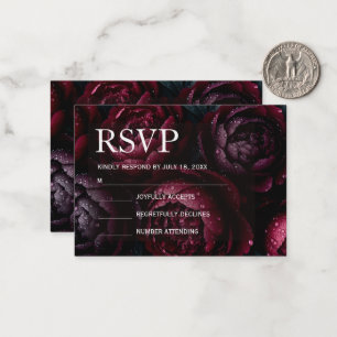 burgundy floral wedding design featuring rich wine card