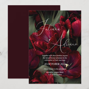 burgundy floral wedding design featuring rich wine invitation