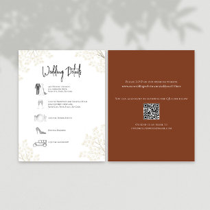 Burgundy Floral Wedding Details Timeline RSVP Card