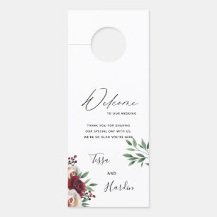 Burgundy Floral Wedding Door Hanger
