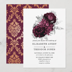 Burgundy Floral Wedding Invitation